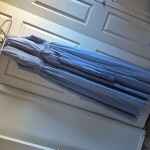 Elegant Blue Formal Dress with Pleating Details